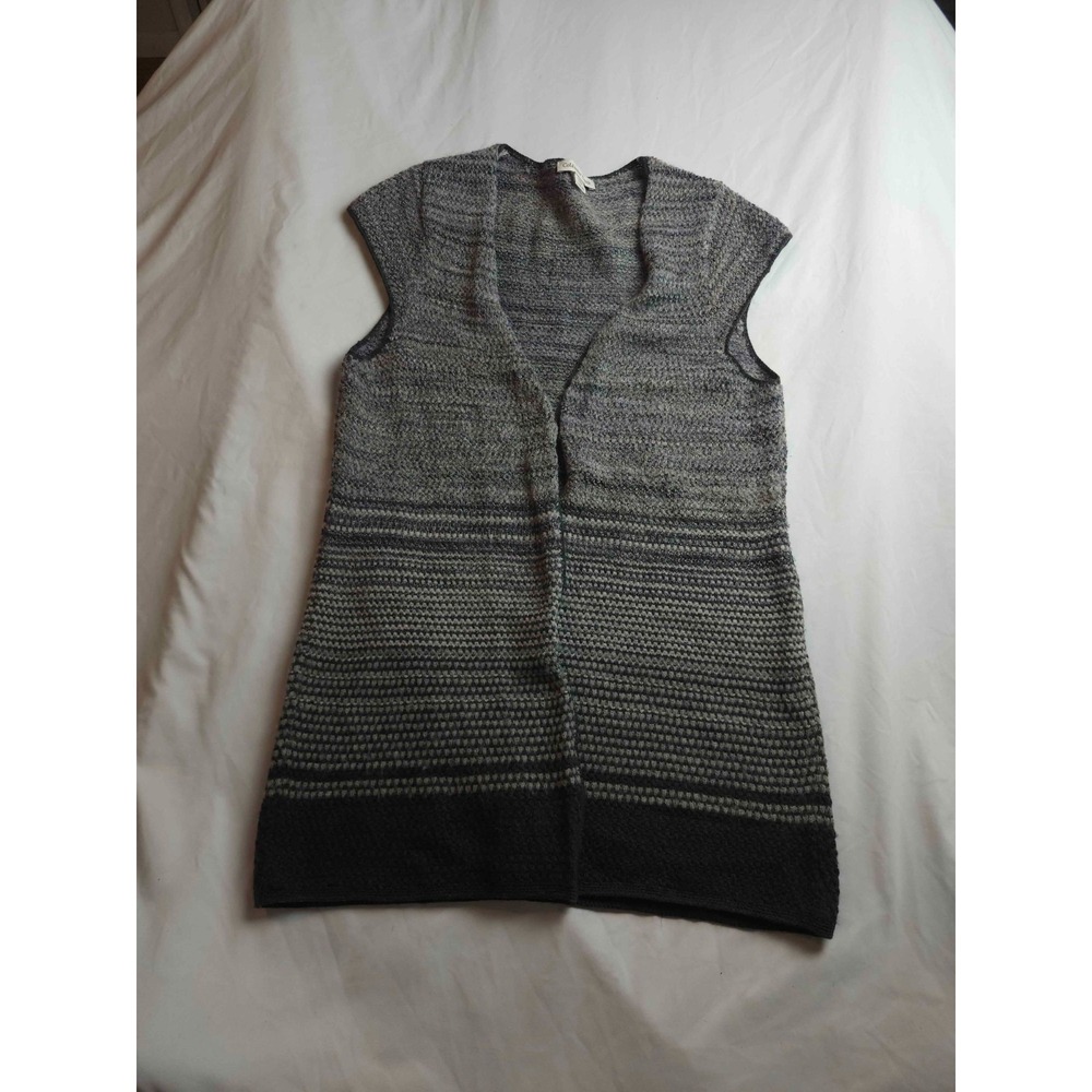 Coldwater Creek Sweater Vest Womens L Gray Striped Whimsigoth Gorpcore Layering